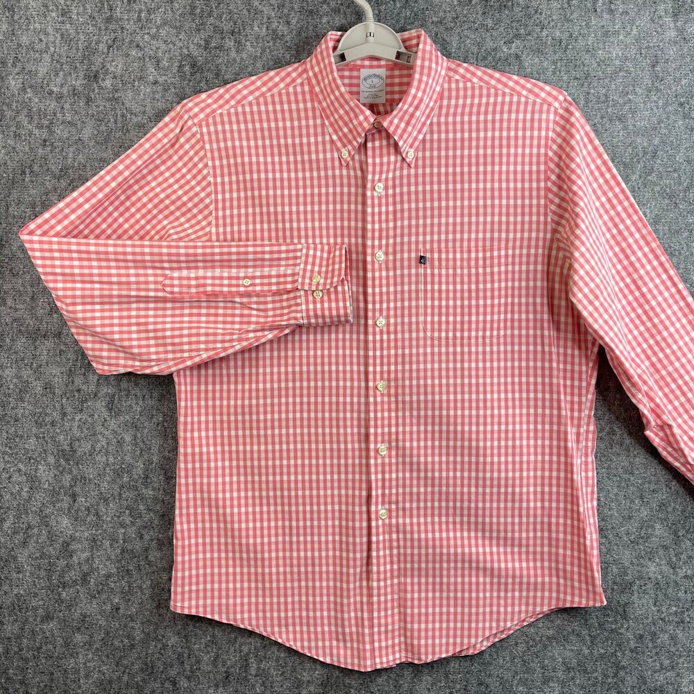 Brooks Brothers Mens Button Shirt Long Sleeves Slim Fit Size Large Pink